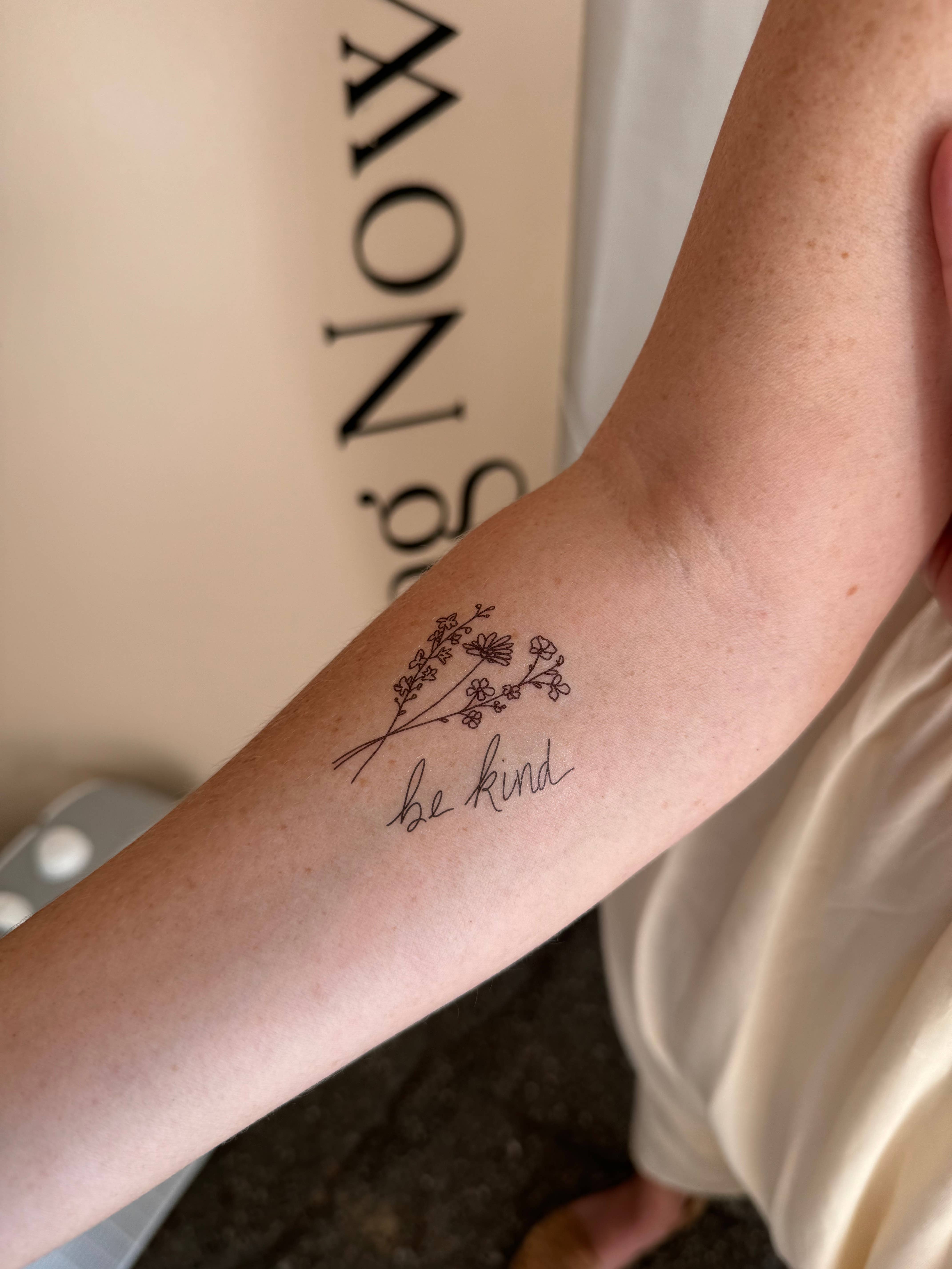 Words for a Season - Wholesale Temporary Tattoo - Be Kind Calligraphy Temp Tattoo | Skin and Hat Tattoo1