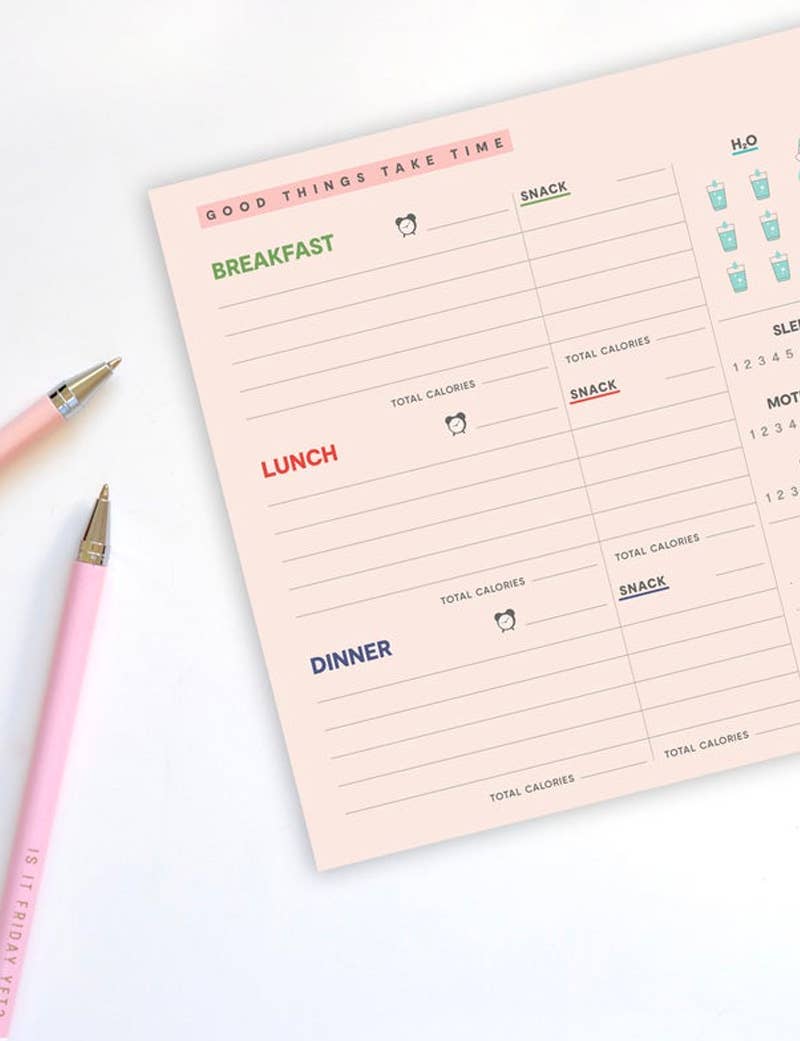 fabooks - Wholesale Journal/Diary - Good Things Take Time Undated Food & Fitness Journal A42