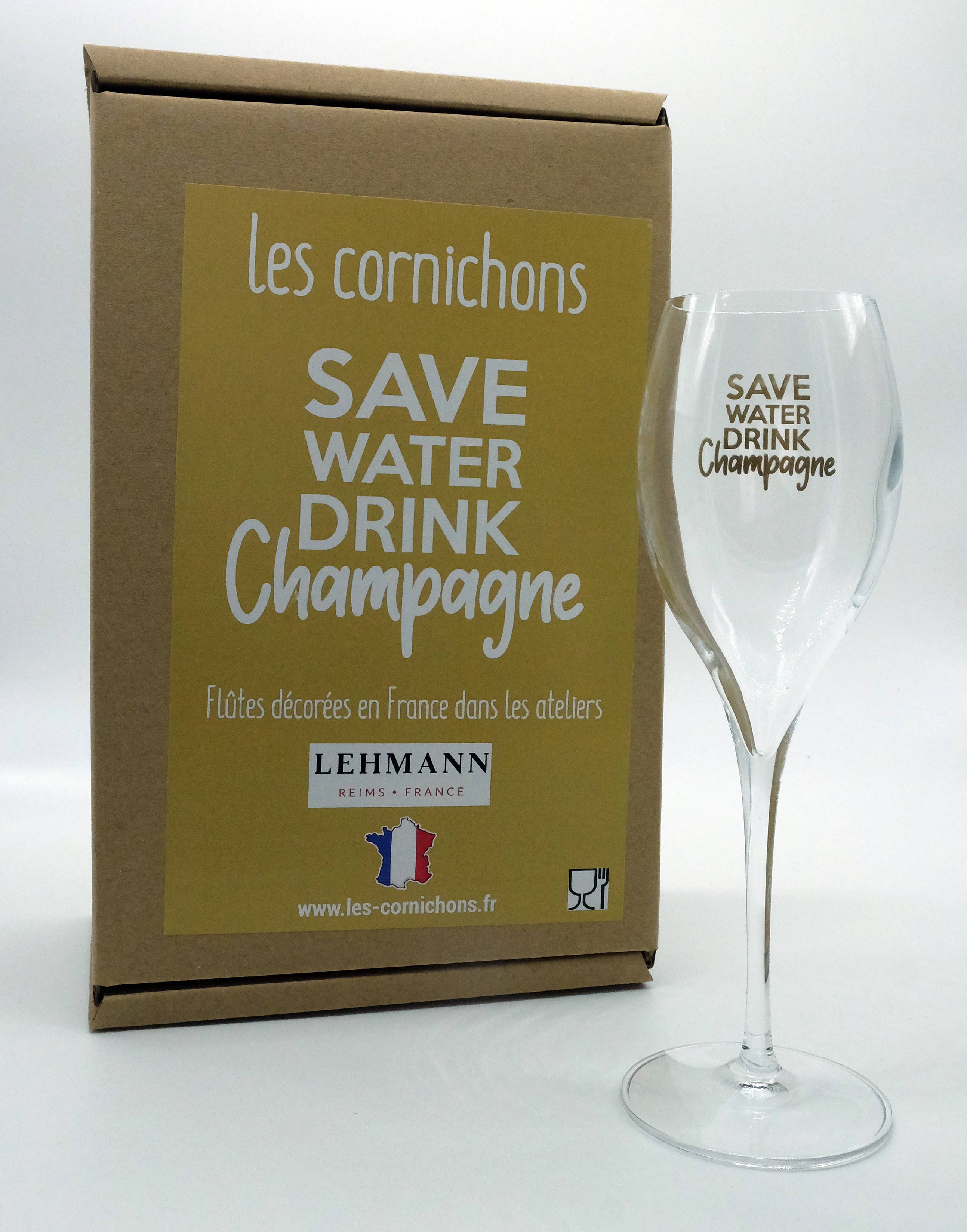 Les Cornichons - Wholesale Champagne Flute - 2 Champagne Flutes Save Water Drink Champagne1