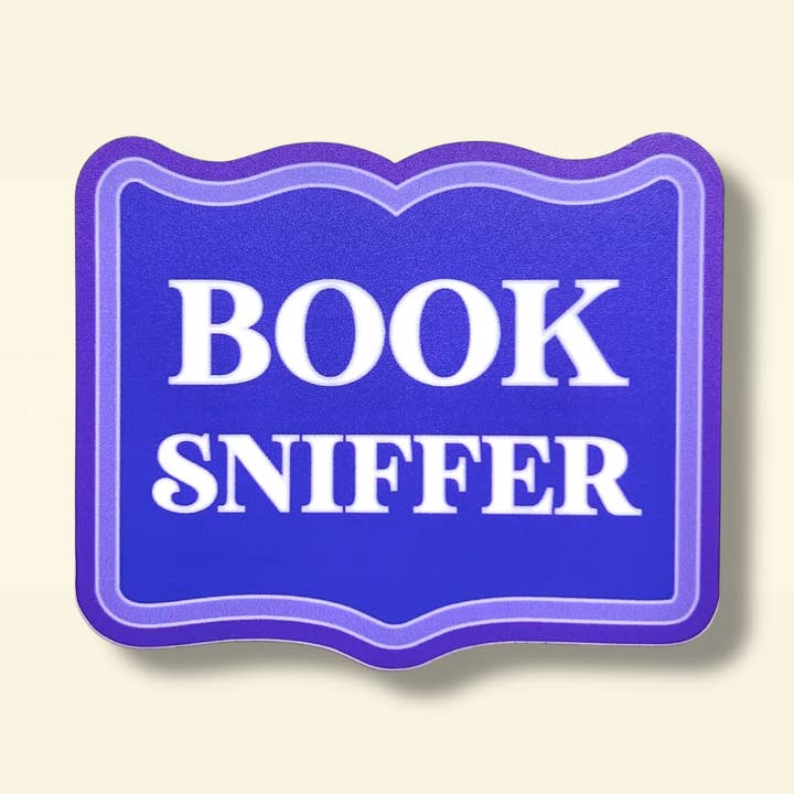 Book Sniffer Book Shaped sticker for wholesale by Library Cat Designs