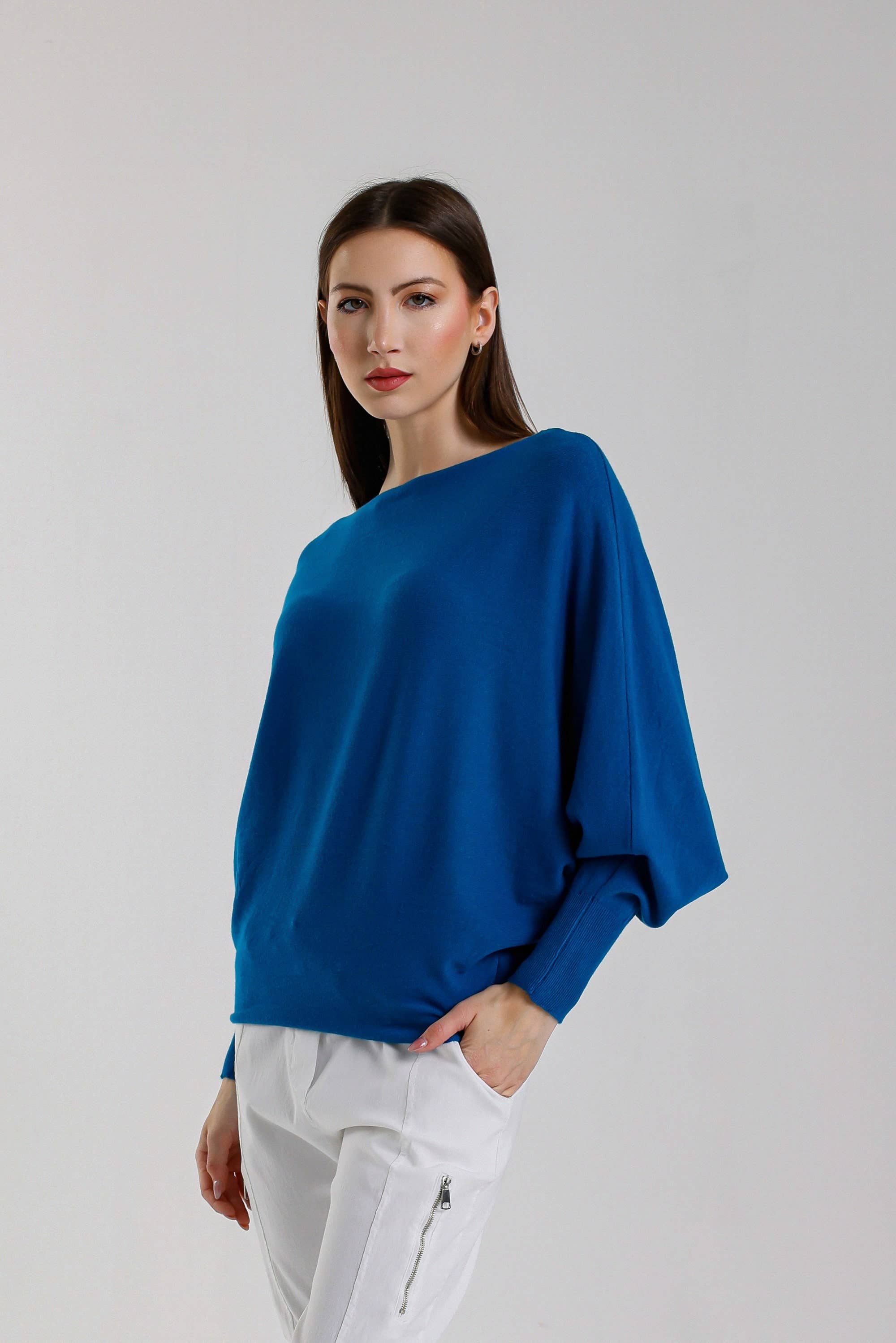 TINA Stephens Italy/Tees By Tina – Engroshandel Pullover - Dame – Mylah seriøst blød batwing sweater (BLS413)10