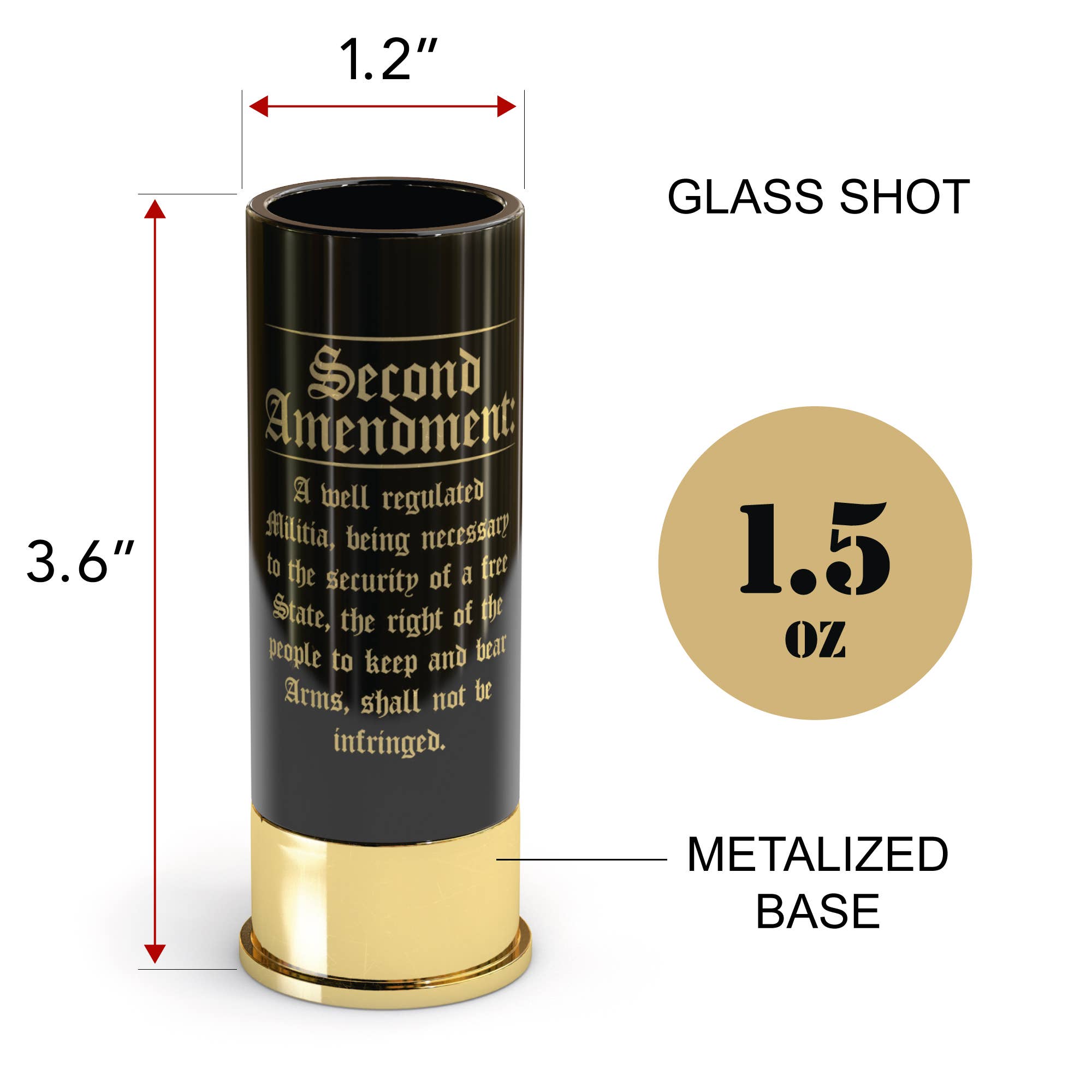 Old Southern Brass - Venta al por mayor Vaso de chupito - Juego de 4 vasos de chupito calibre 12, segunda enmienda4