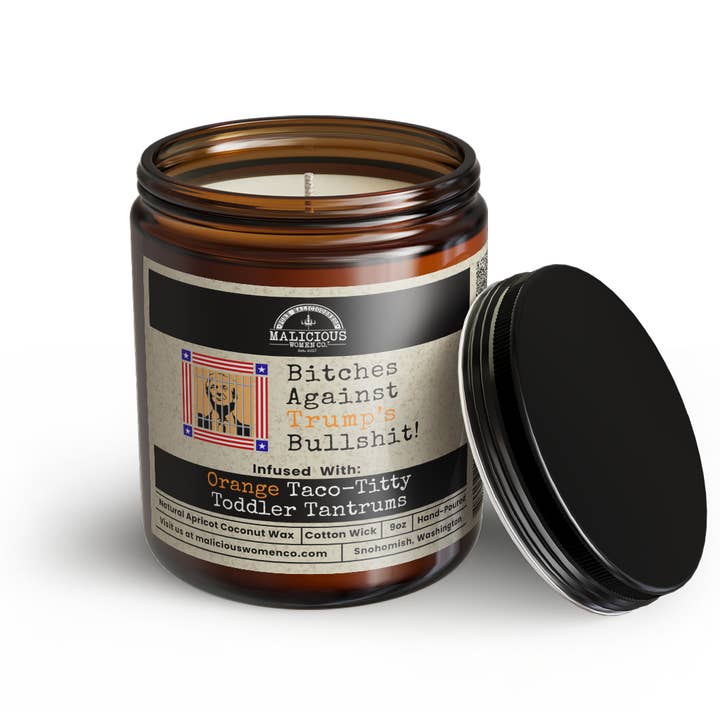 Malicious Women Candle Co - Wholesale Jar/Filled Candle - Bitches Against Trump's Bullshit 9oz Political Candle Malicious Women Co0
