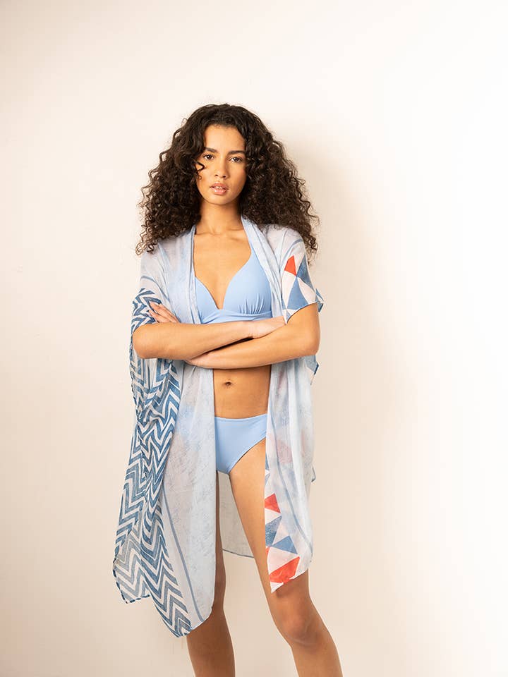 Belle Com'Elle - Wholesale Poncho - Women's - Geometric Design Lightweight Open Beach Poncho/PL2489