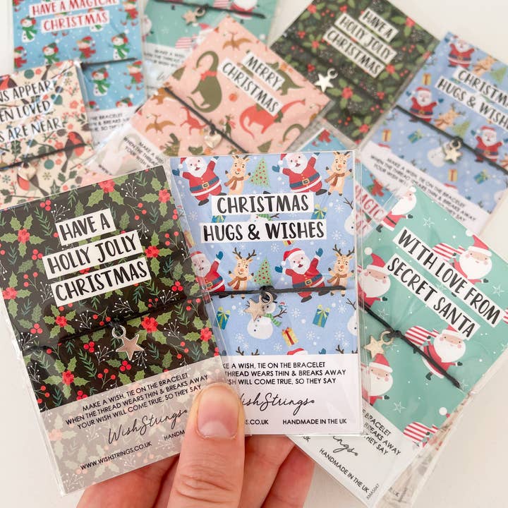 12 x Blandade Julönskesnören | Festliga Designer | Rek. pris 3,99 £ Styck | Fantastiska Marginaler | Begränsat Lager för wholesale av WishStrings