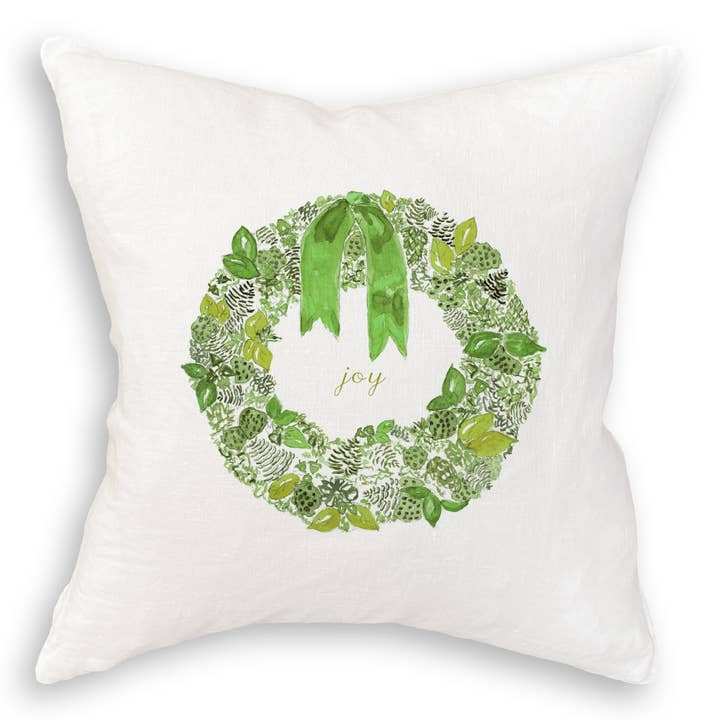 French Graffiti - Wholesale Tea Towel - Green Wreath with Joy11