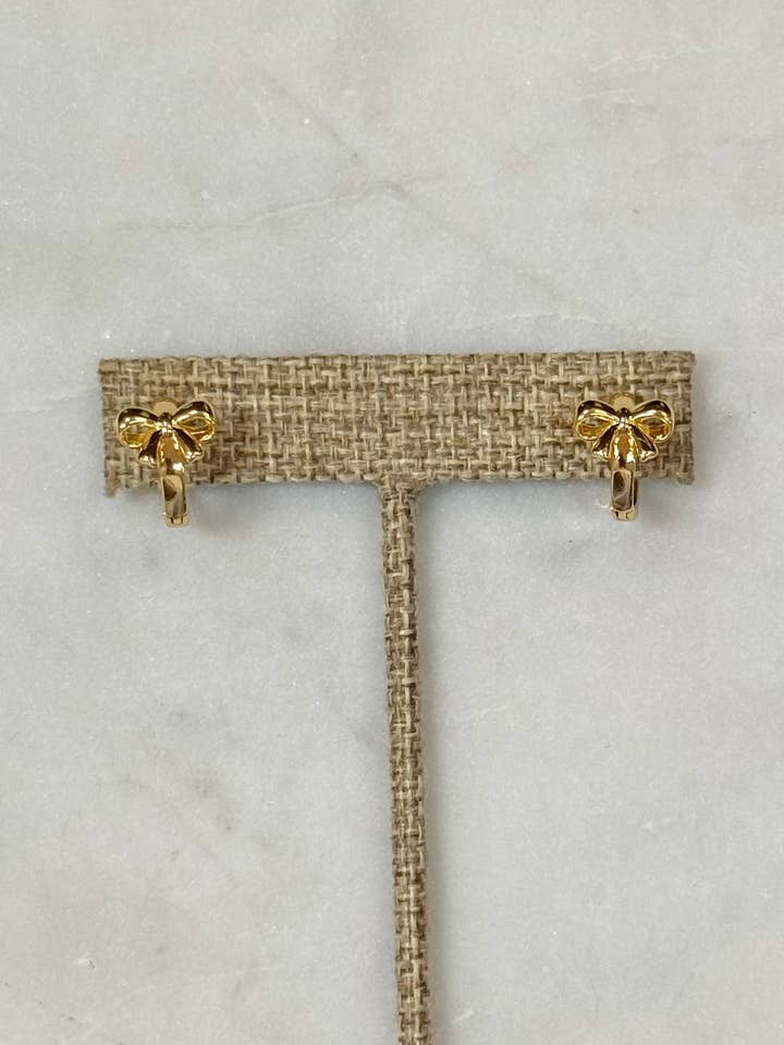 Bow Huggie Hoops for wholesale by Clay and Trinkets