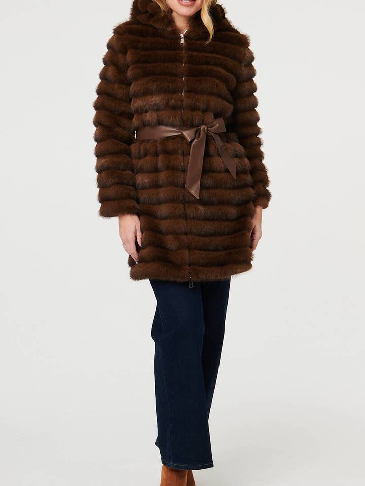 Faux Fur Stripe Texture Longline Jacket
for wholesale by Stellalondon