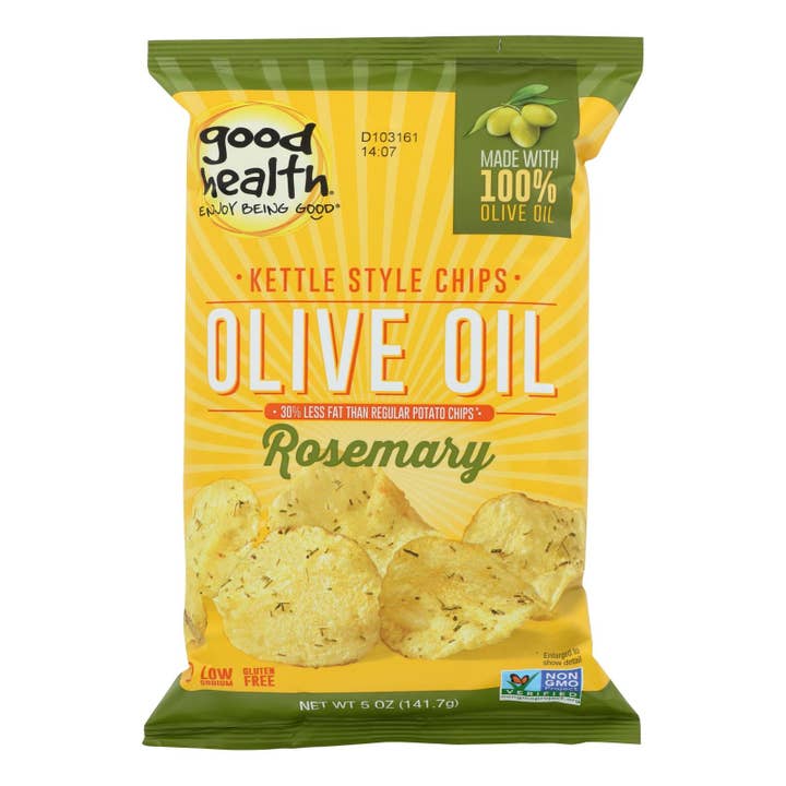 Good Health Olive Oil Rosemary Kettle Chips, 5oz, Case of 12 for wholesale by Everyday Supply Co