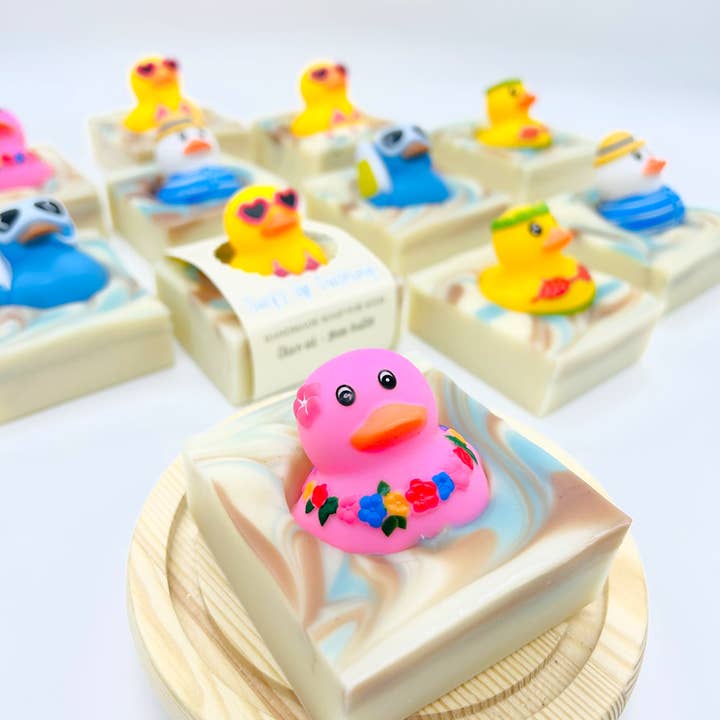 SARATOGA NATURAL BODY CARE LLC - Wholesale Bar Soap - Summer Surf's Up Duckling Handmade Soap Bar for Kids VEGAN