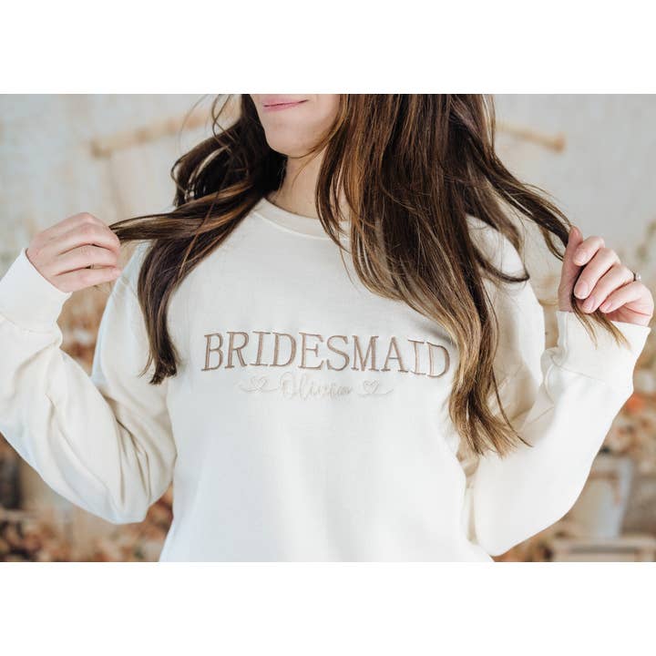 Embroidered Bridesmaid/Maid of Honor Sweatshirt BPC250C for wholesale by Nunu's Studio