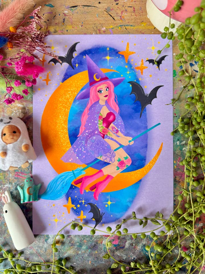 Witch in the Moonlight - Print for wholesale by Crafted in chaos