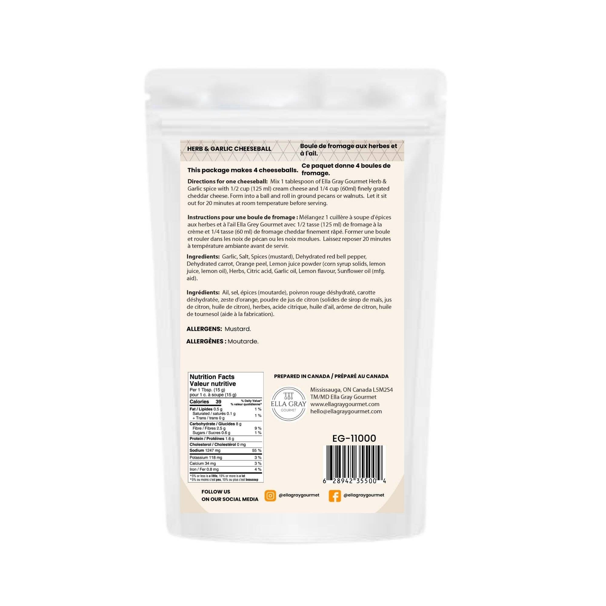 Ella Gray Gourmet - Vente Sauces - Mélange de Boulettes de Fromage - Herbes & Ail1