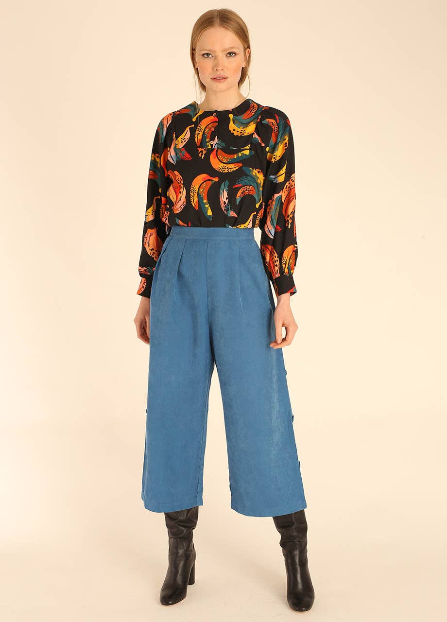 Pepaloves - Wholesale Pants - Women's - PLEATS CULOTTE BLUE