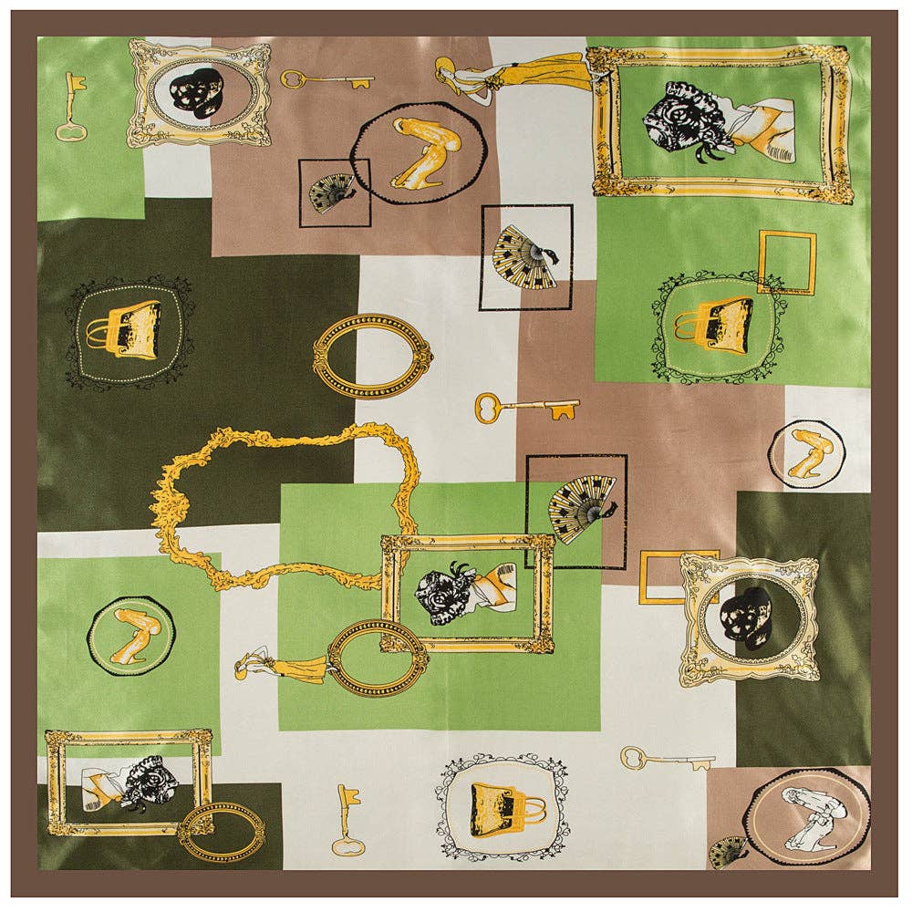 Dipped Shop – wholesale Halsduk - Dam – Leopard Vintage Färgblock Fyrkantig Satinscarf DP25E6034