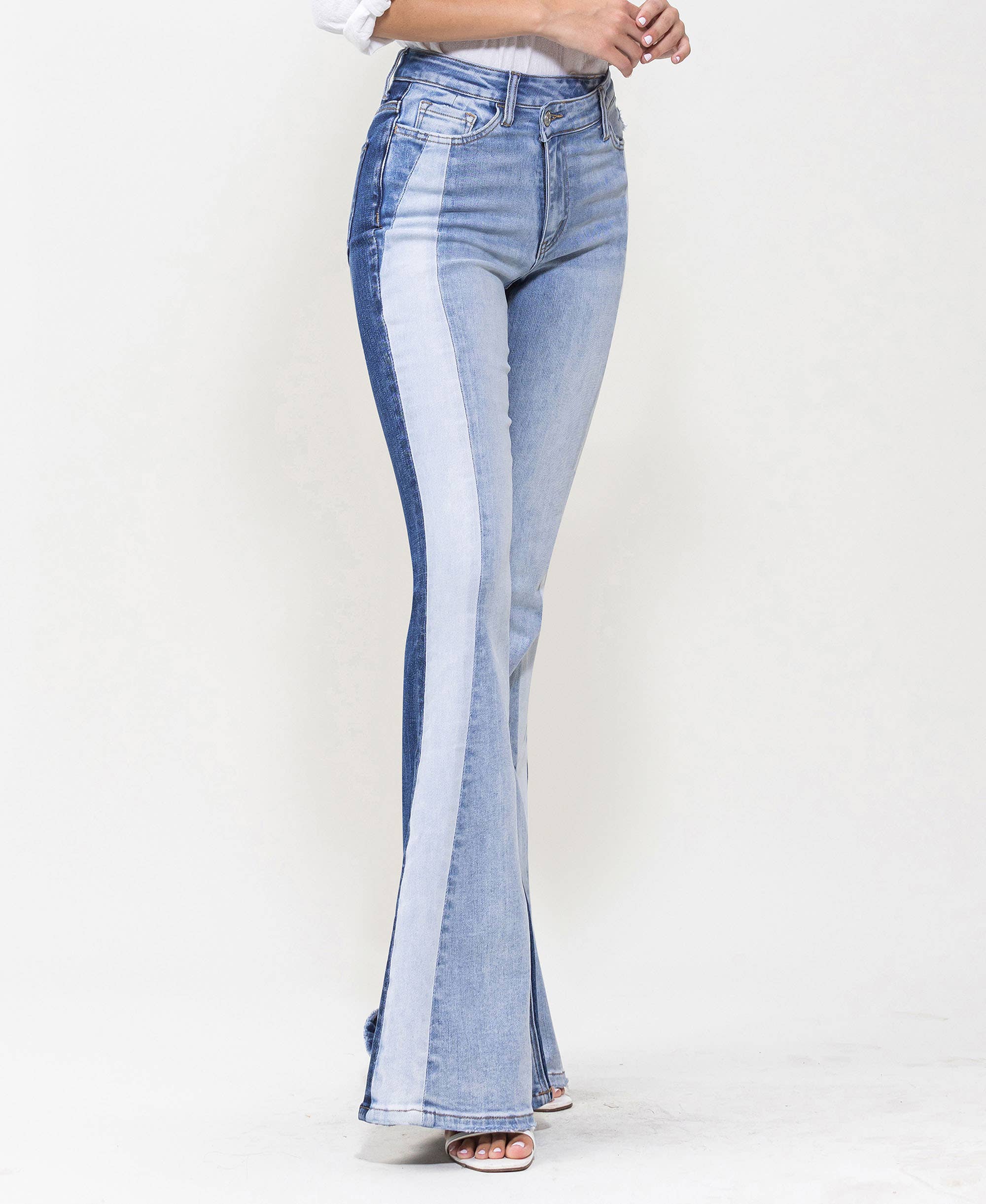 GLADDEN HIGH RISE COLOR BLOCK SUPER FLARE JEANS T5740A for wholesale on Faire7