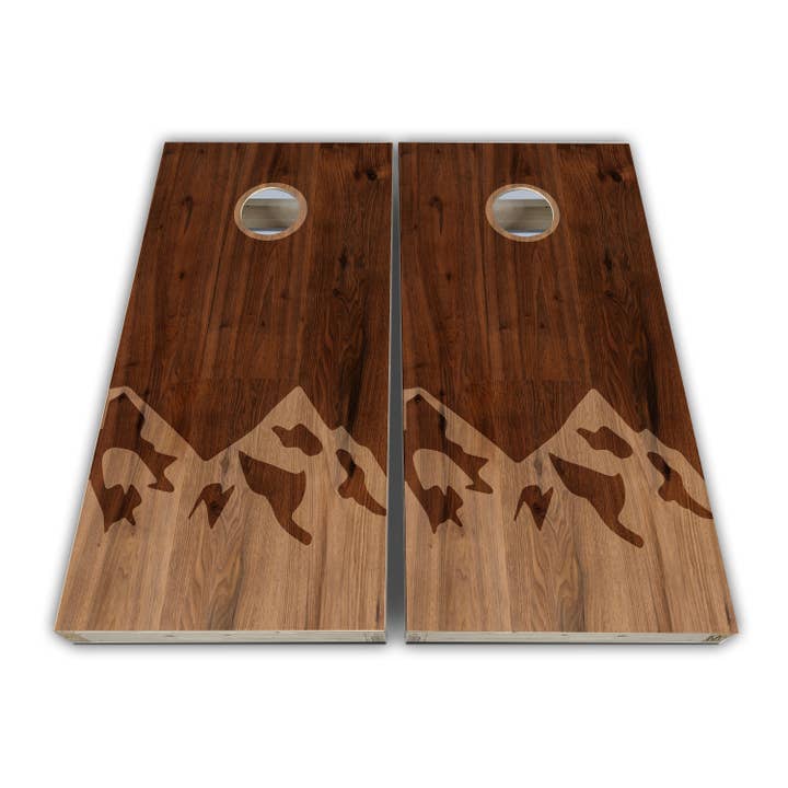 Stained Wood Mountains Cornhole Wraps — Cornhole Wraps — Cornhole Skins — Vinylfolie — laminiertes Set für den Großhandel von Cornhole Stop, LLC