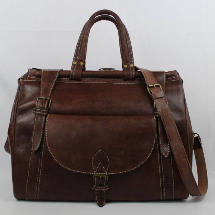Handmade Moroccan Leather Travel Duffel Bag for wholesale by HandHappiness