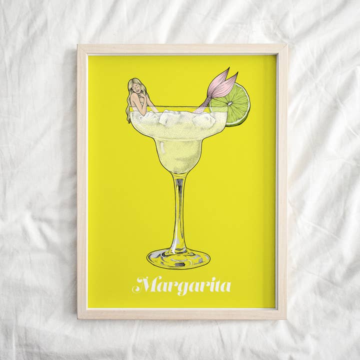 Margarita Mermaid Cocktail Art Print for wholesale by Elizabeth Weglein