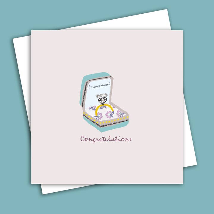 Engagement Card - Diamond Ring in Patterned Box for wholesale by Lou Mills
