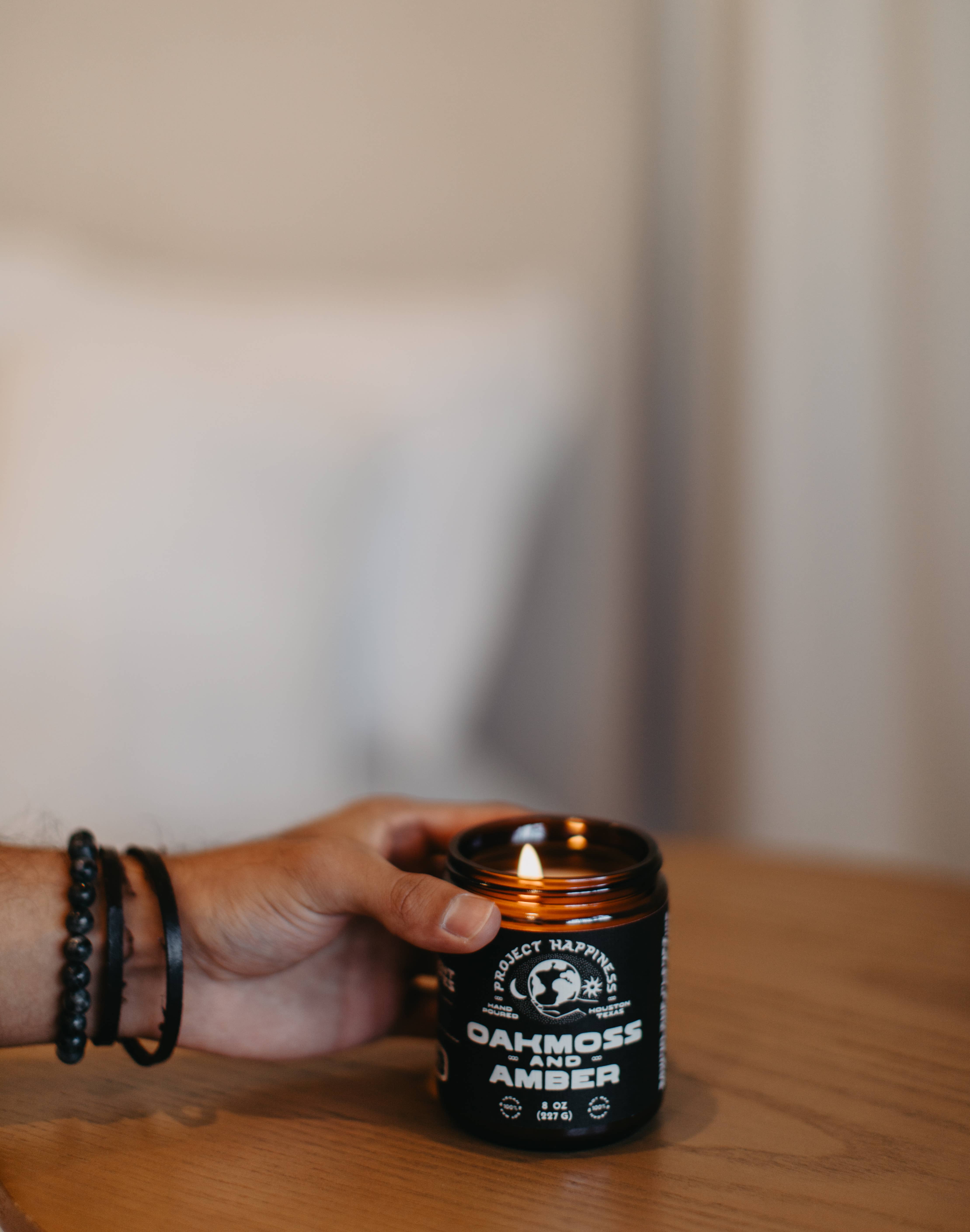 Project Happiness Candle Co. - Wholesale Jar/Filled Candle - Oakmoss and Amber Soy Candle - 8oz17