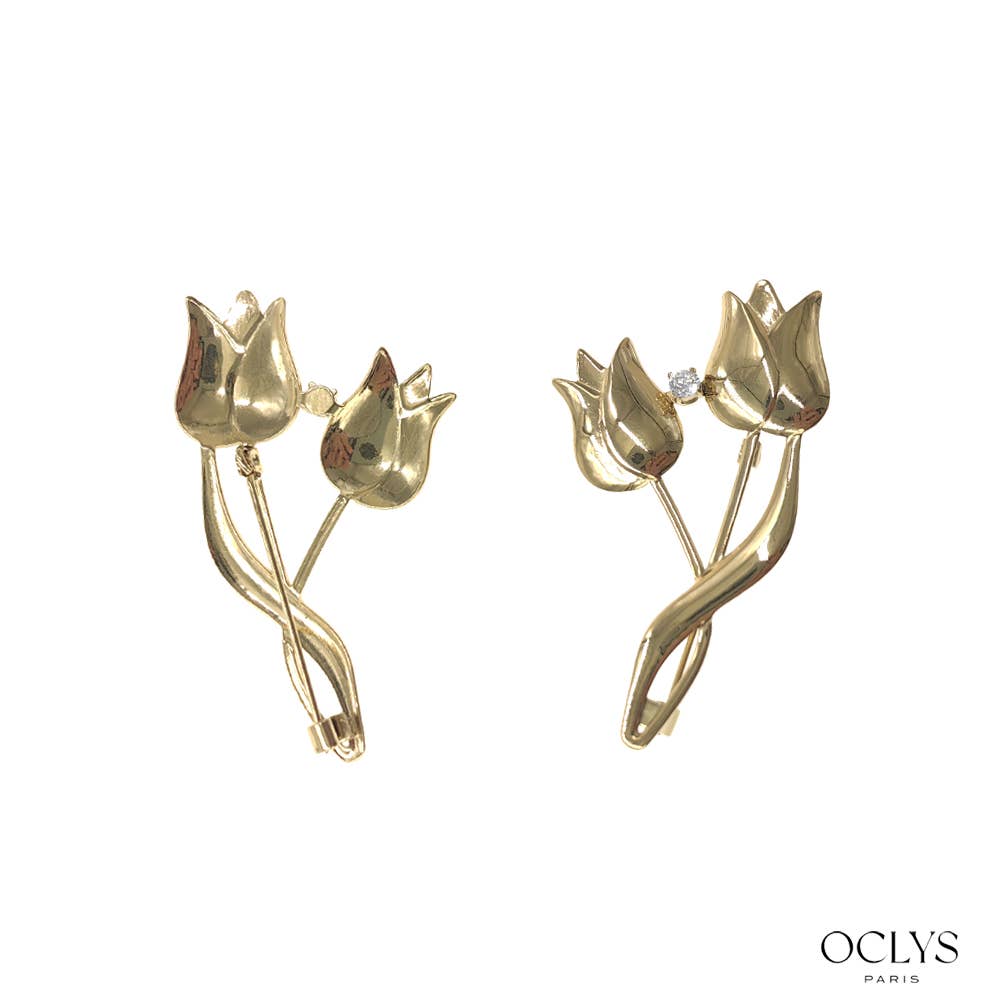 Oclys - Wholesale Brooch - Gold stainless steel brooch tulips Caro1