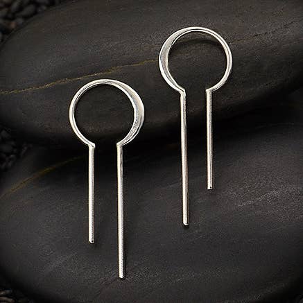 Boucle d'oreille ampoule en argent sterling avec barres verticales 30 x 11 mm pour la vente par Nina Designs