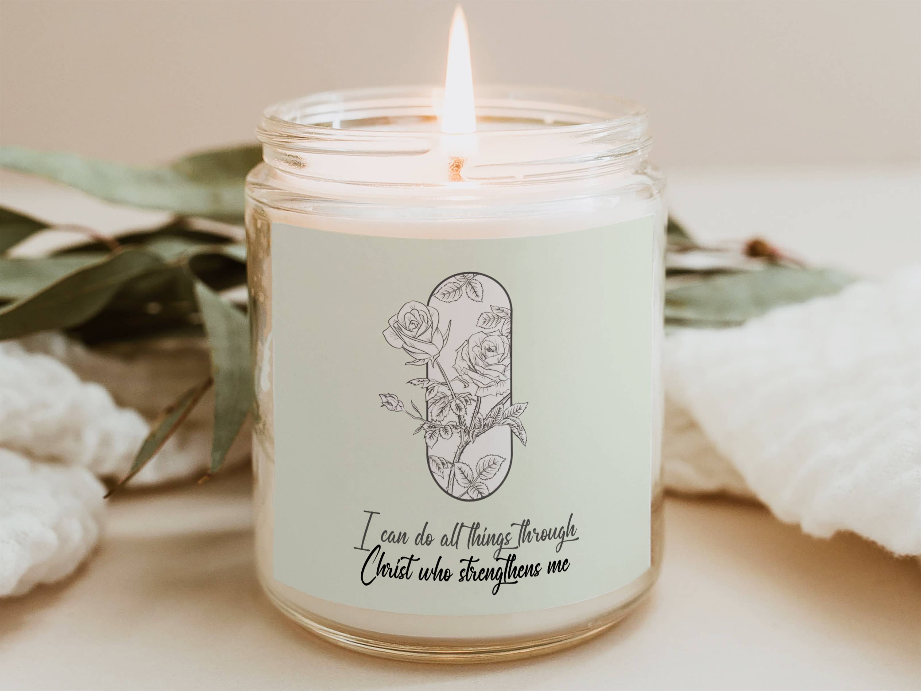 OLF – wholesale Burkljus – Jag kan göra alla saker genom Kristus soja vax doftljus0