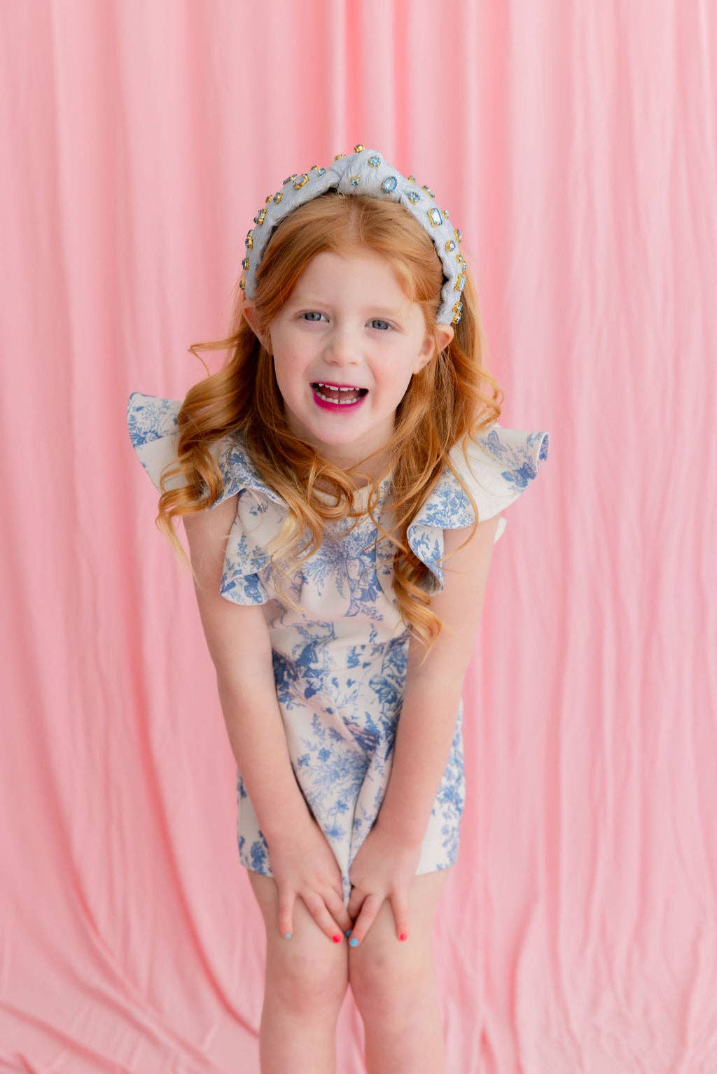 Brianna Cannon – wholesale Pannband - Barn – Barnstorlek Ljusblå texturerat pannband med kristaller3