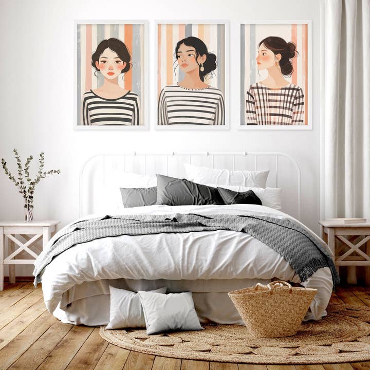 Framed Bedroom Wall Art | Set of 3 Bohemian Wall art Prints for wholesale by About Wall Art