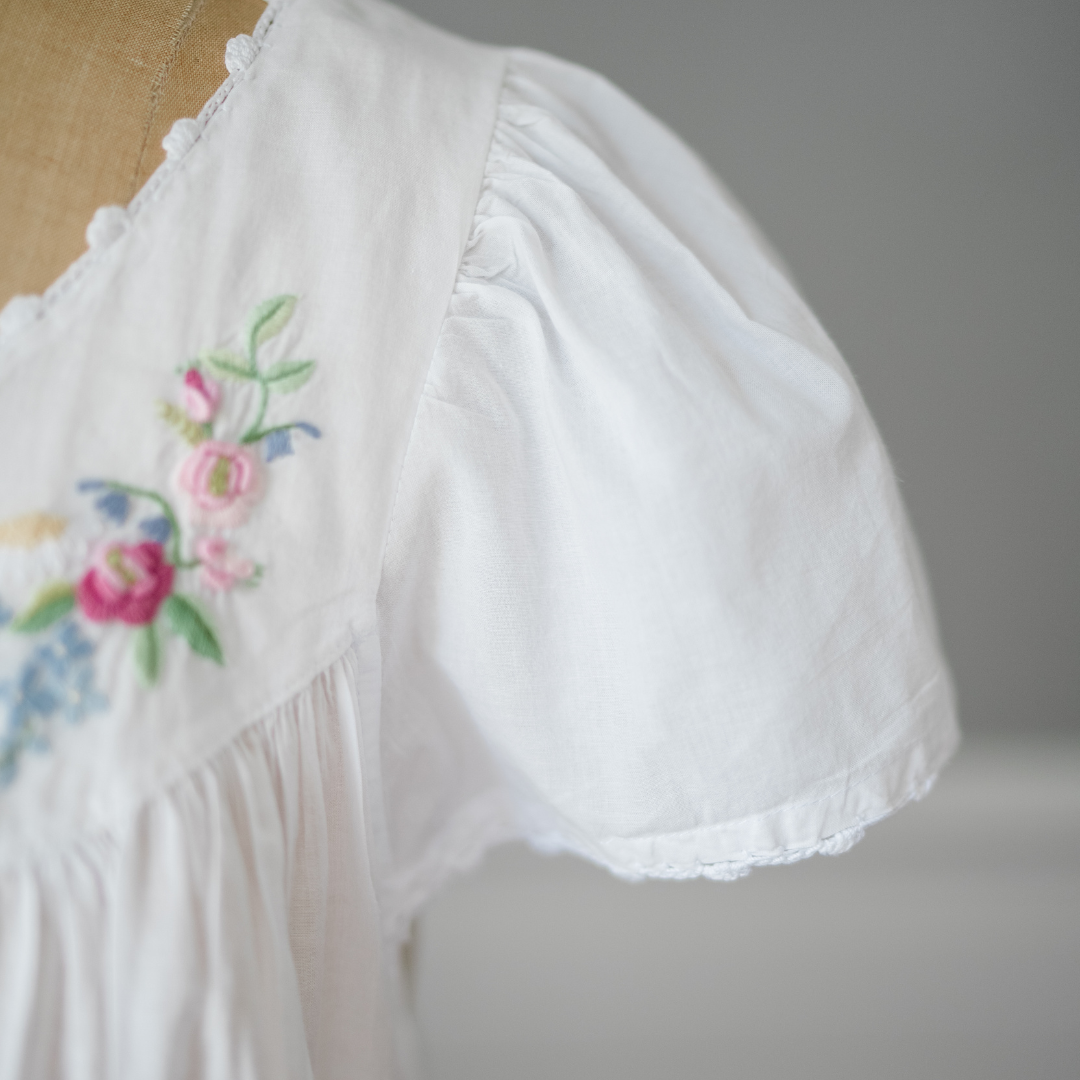 Maison d' Haiti - Wholesale Nightgown - Women's - Embroidered Pink Rosebud Cap Sleeve Cotton Nightgown5