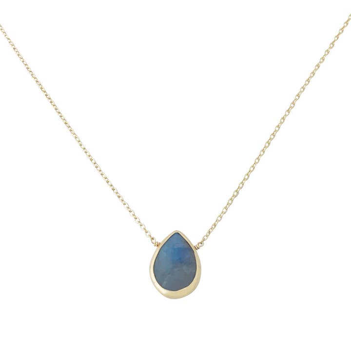 Gold Plated Sterling Silver Labradorite Stone Necklace for wholesale by Modern Opus