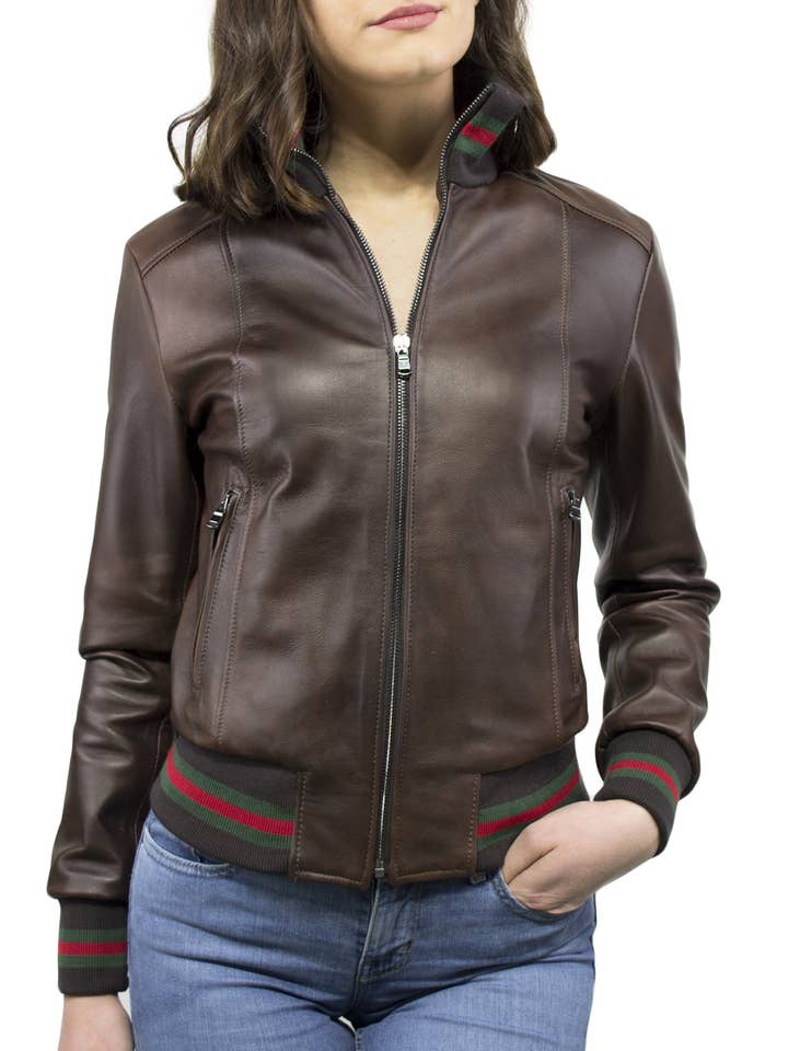 Chaqueta bomber para mujer de napa auténtica hecha a mano edición especial para venta al por mayor de Michelangelo srls