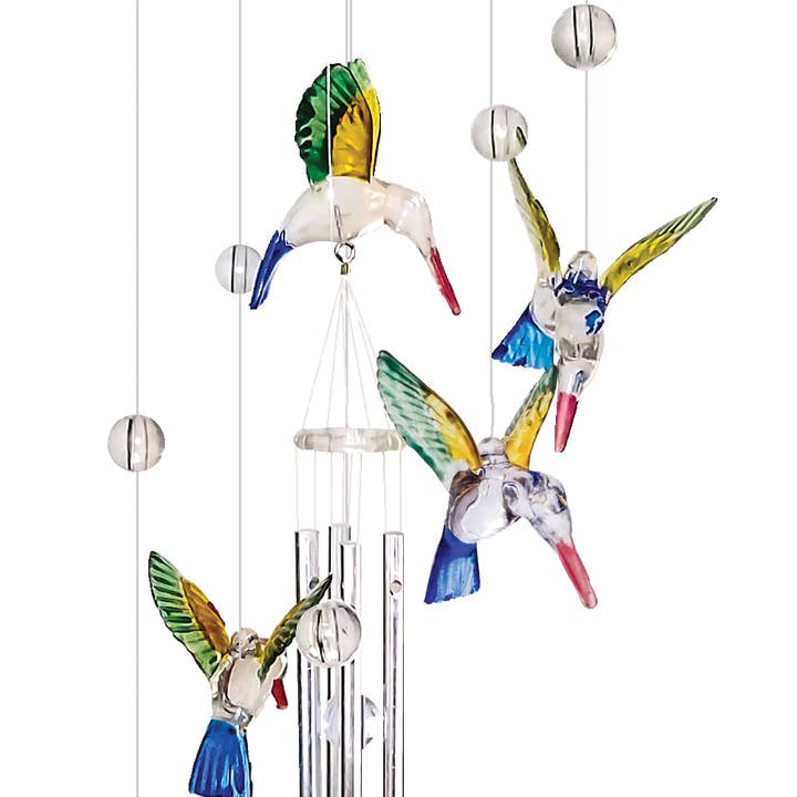 Hummingbirds Acryl Wind Chime for wholesale by Spoontiques, Inc
