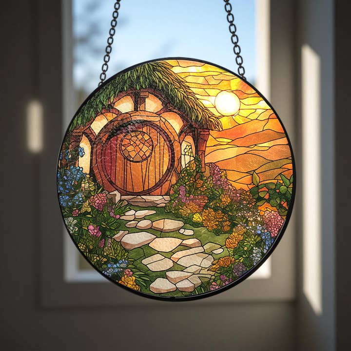 TMLECOM LTD - Wholesale Suncatcher - LOTR Hobbiton Stained Glass Suncatcher, The Shire Suncatcher2