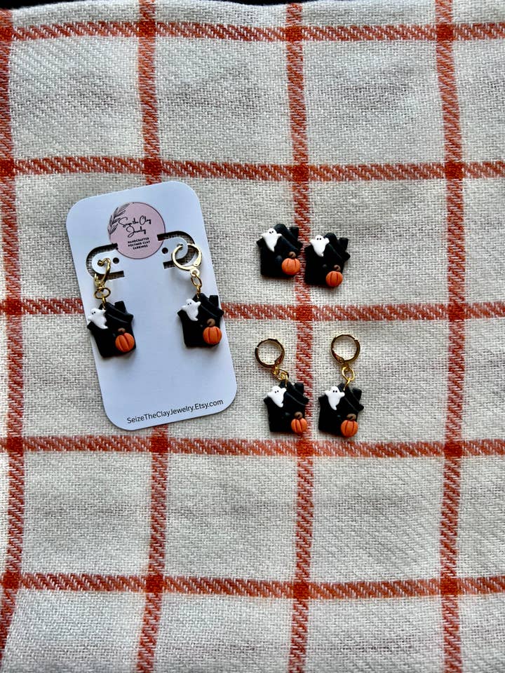 Haunted House Clay Earrings for wholesale by SeizeTheClayJewelry