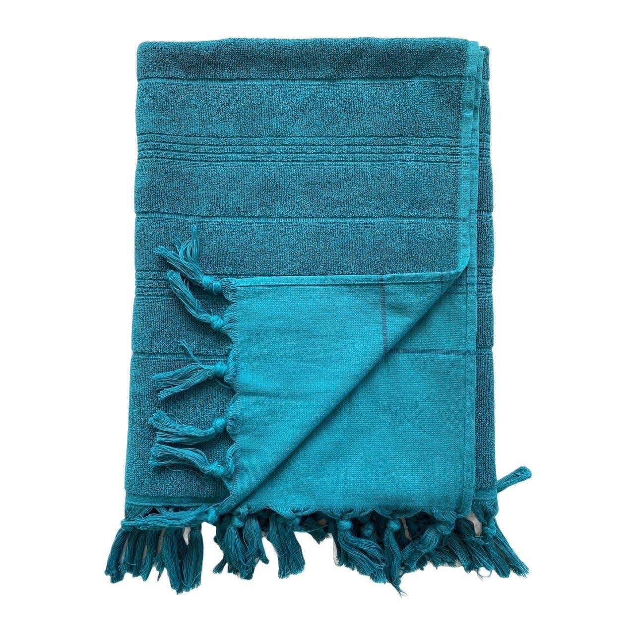 Le comptoir de la plage - Vente Serviettes de bain - Fouta coton éponge bouclette unie HAMMAM 100% coton0