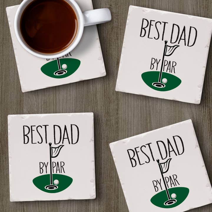 CounterArt/Highland Home/Thirstystone/CoasterStone - Wholesale Coasters - "By Par" Absorbent Stone Tumbled Tile Coaster 4pk