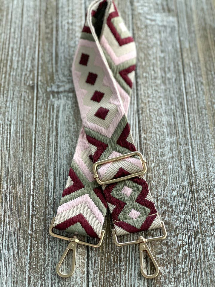 Crossbody Purse Strap "Mauve Diamond" for wholesale by Harris Girls & Co.