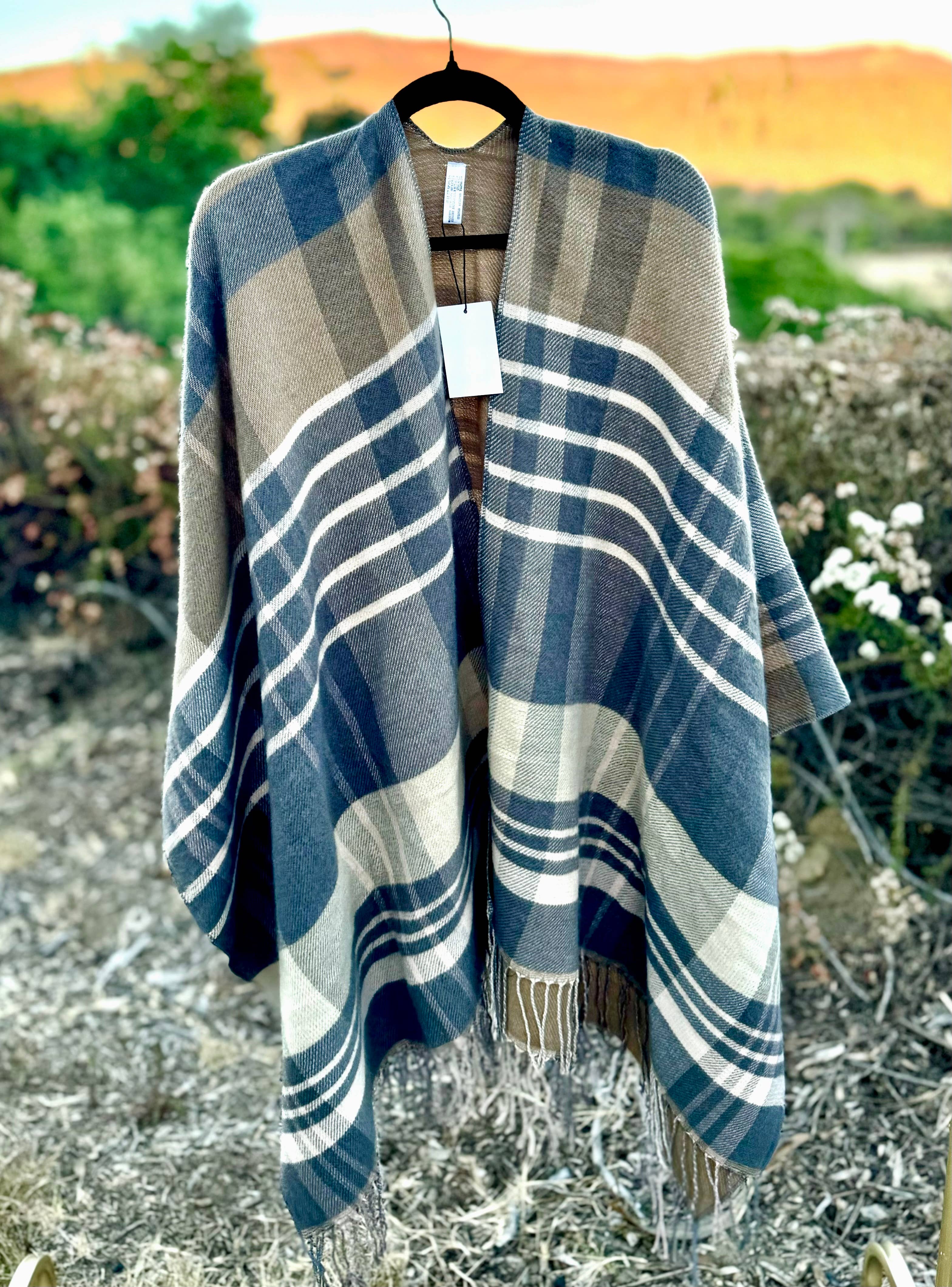 Justin & Taylor - Vente Kimono – femme - Tous enregistrés | Kimono à carreaux avec bordure à franges