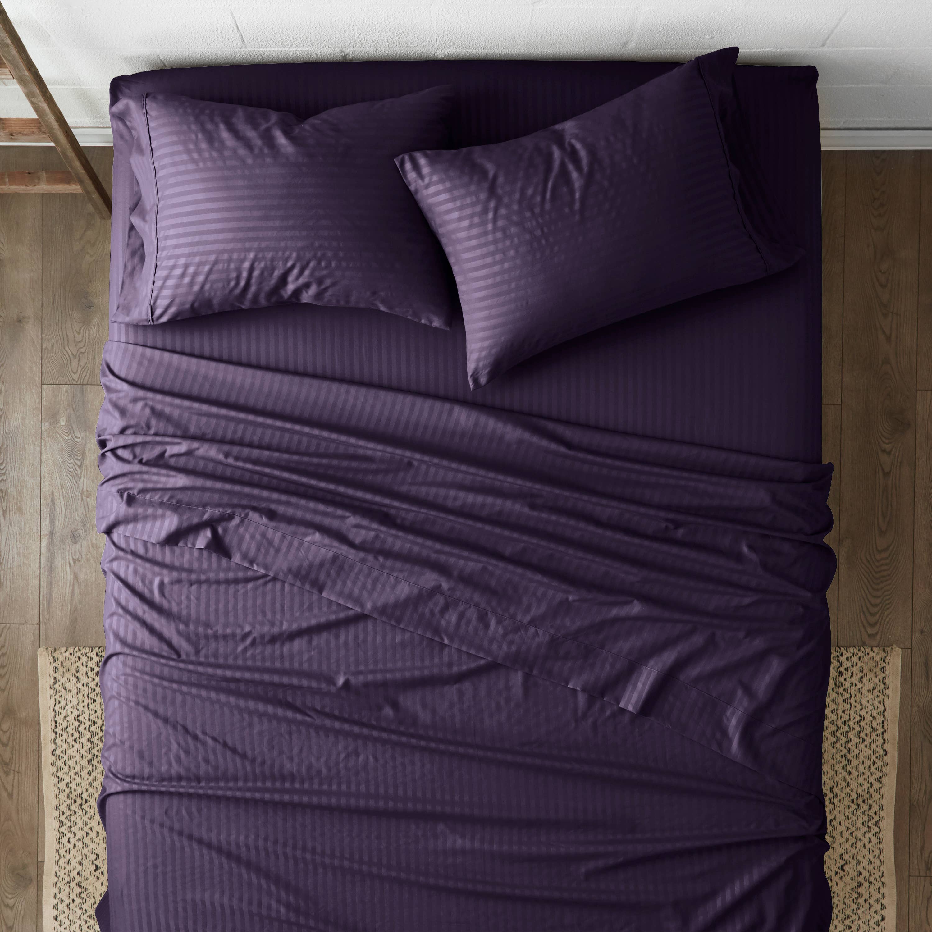 ienjoy Home - Wholesale Sheet Set - Home Collection Premium Striped Embossed 4 Piece Bed Sheet3