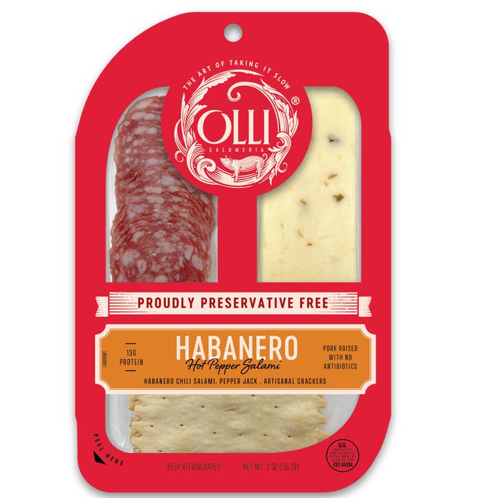 Olli Preservative Free Habanero Pep Jack Snack Pack 10/2oz for wholesale by Olli Salumeria Americana