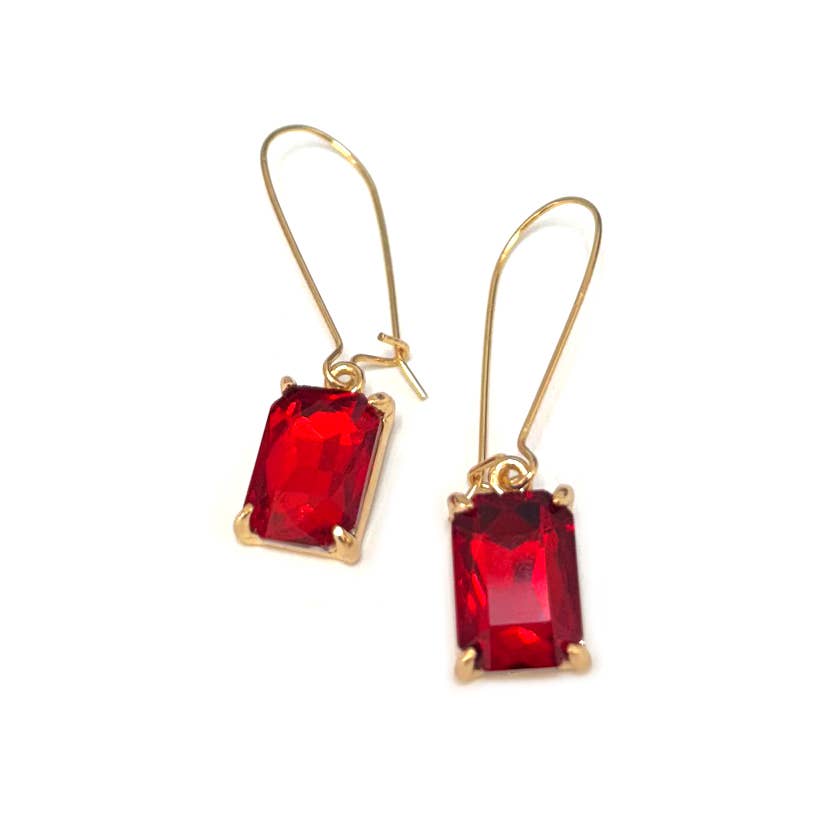 StarryNYC - Wholesale Dangle Earrings - Midi Rectangle Glass Bead with Kidney Wire Dangle Earrings14