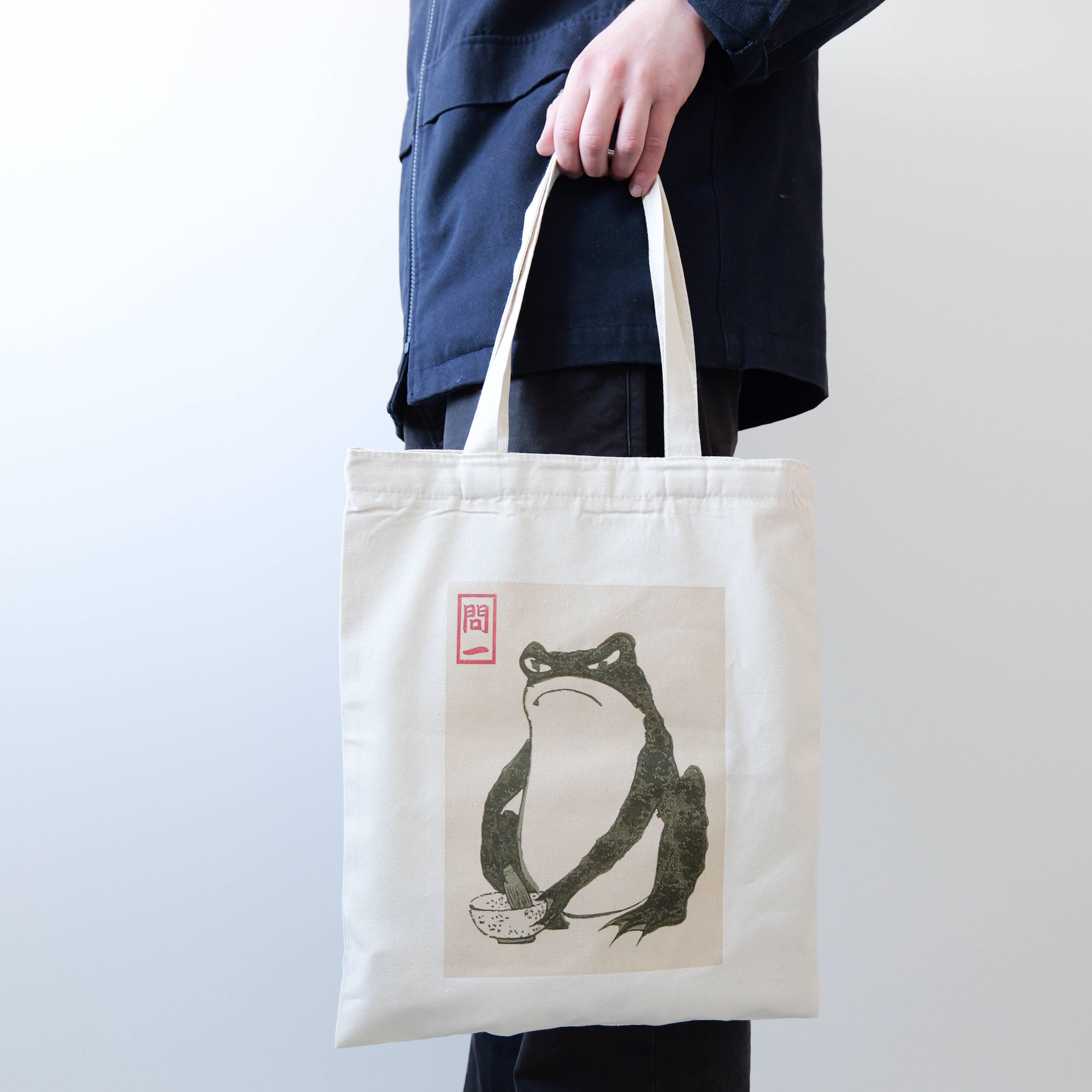 ZZZEBRAAA LIMITED – wholesale Tote bag – Unisex – Matsumoto Hoji Grumpy Frog Tote Bag Vintage Japanese1