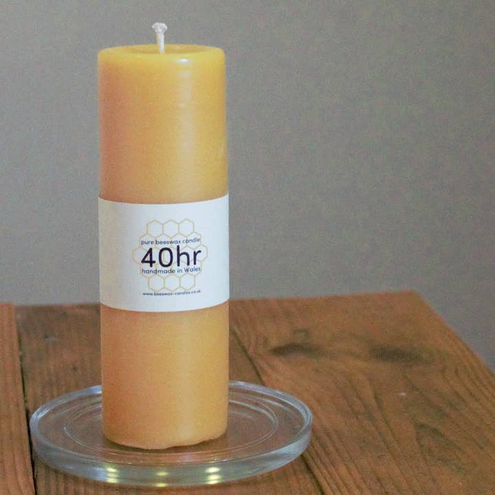 40 hour burning time pure beeswax pillar candle for wholesale by Fantasy Candles