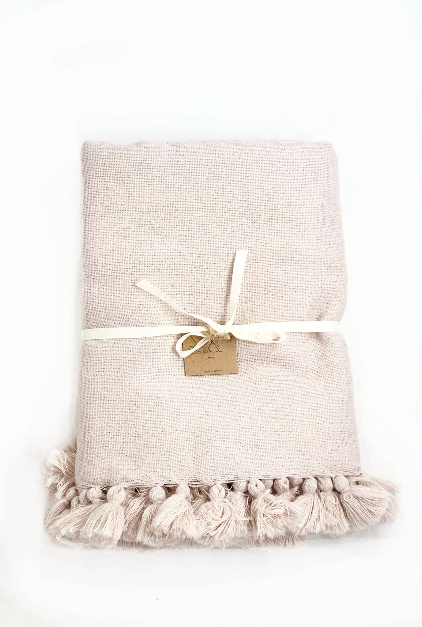 Scents and Feel - Vente Plaids - Jeté Laine Léger Couleur unie avec Pompon5