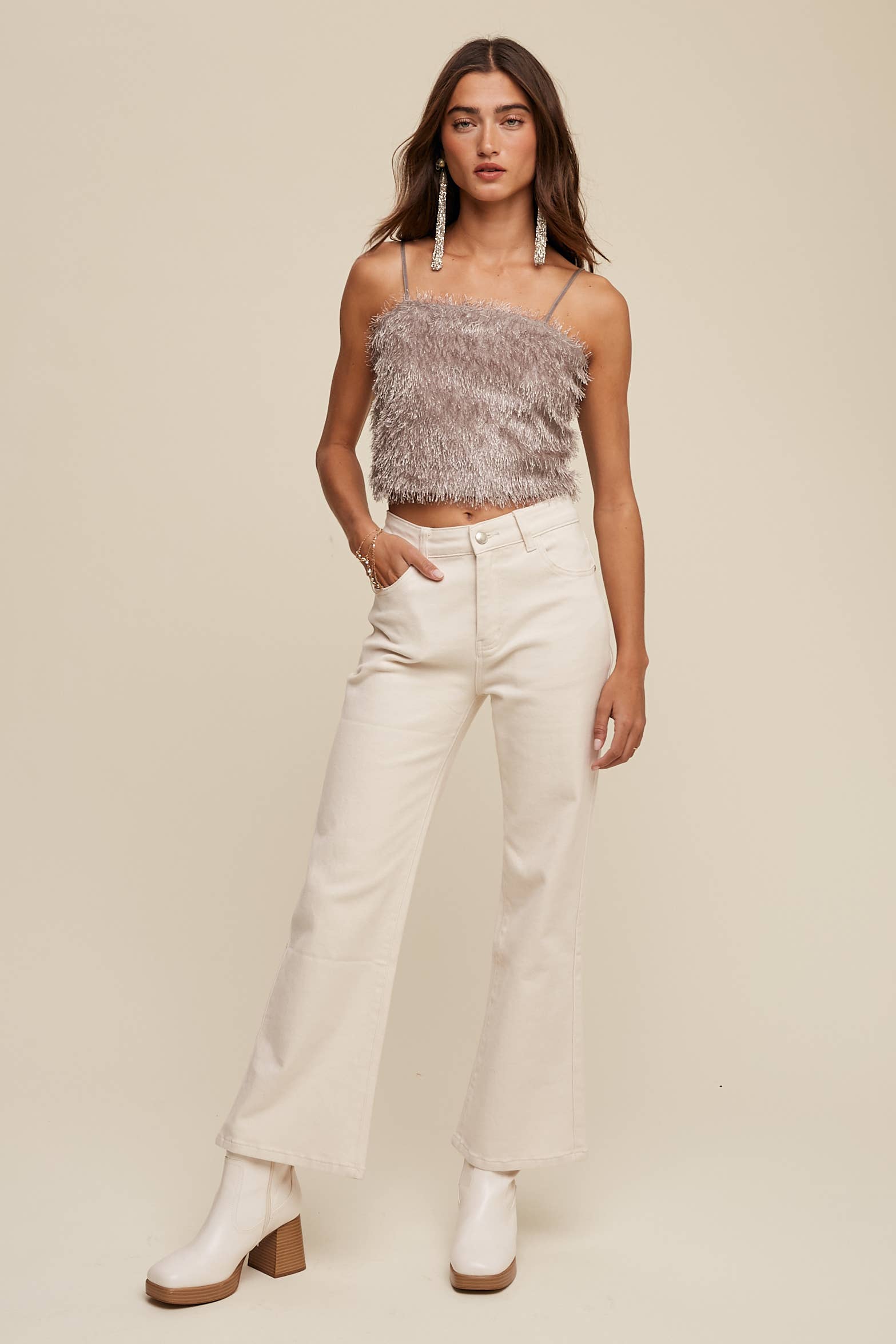 Listicle - Wholesale Camisole - Women's - Metallic Eyelash Knit Cami Top LT131523