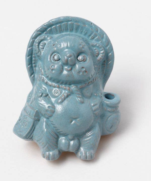 Ametsuchi by Amina Collection - Wholesale Decorative Figurine - SHIGARAKI Ware Sitting TANUKI - Blue1