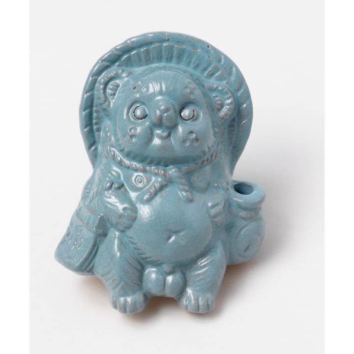 Ametsuchi by Amina Collection - Wholesale Decorative Figurine - SHIGARAKI Ware Sitting TANUKI - Blue1