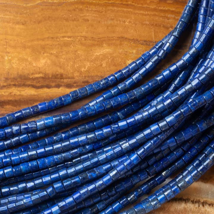 5 mm Lapis Lazuli vanliga rör 15 tum 100 bitar för wholesale av The Bead Traders